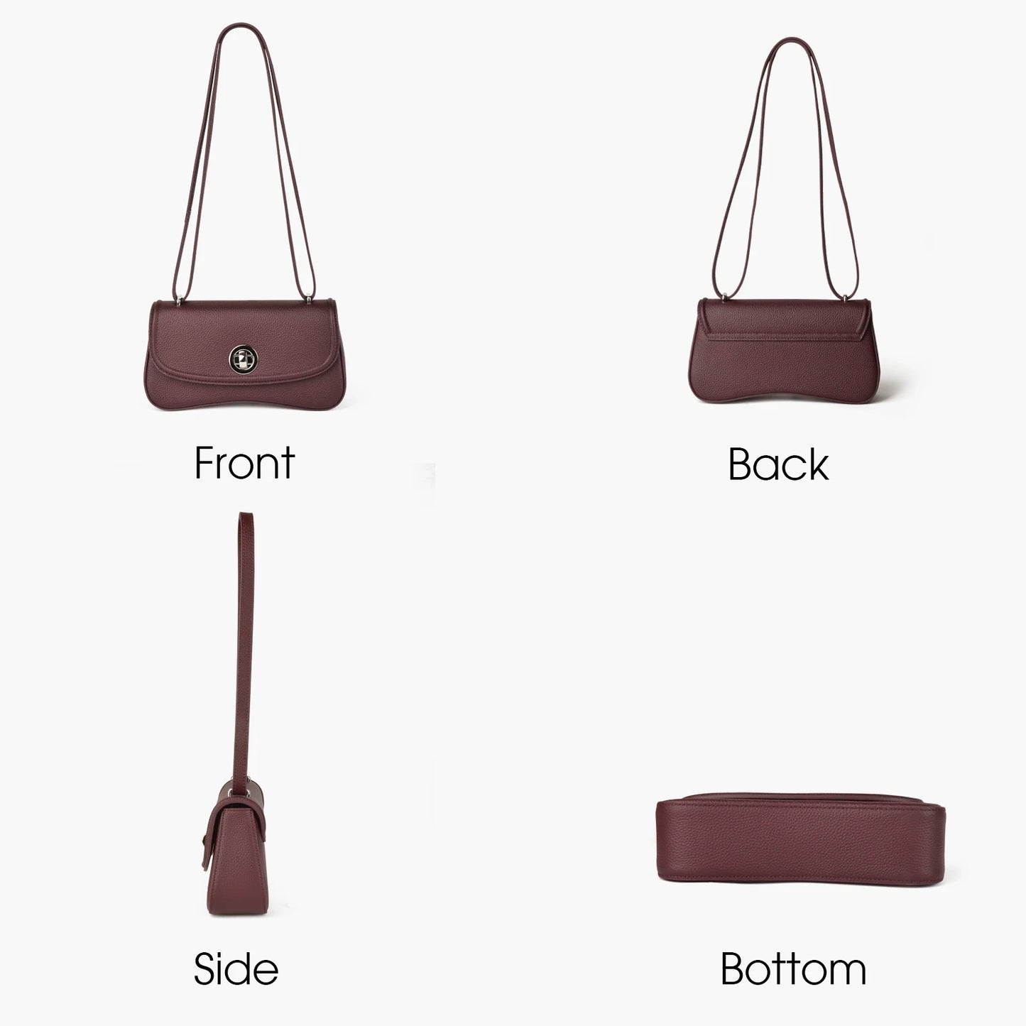 Weinrote Echtleder Schultertasche | Crossbody, Vielseitig