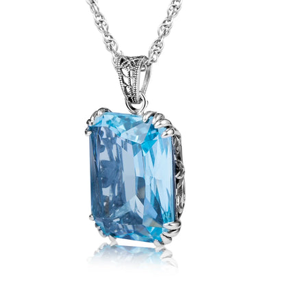Damen-Ohrringe aus Sterlingsilber 925 mit quadratischem Aquamarin-Anhänger handgefertigtes Vintage-Design