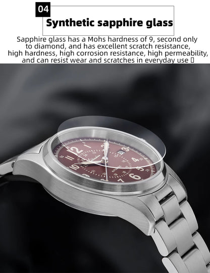 Herren-Vintage-Automatikuhr mit NH35A-Werk und Saphirglas