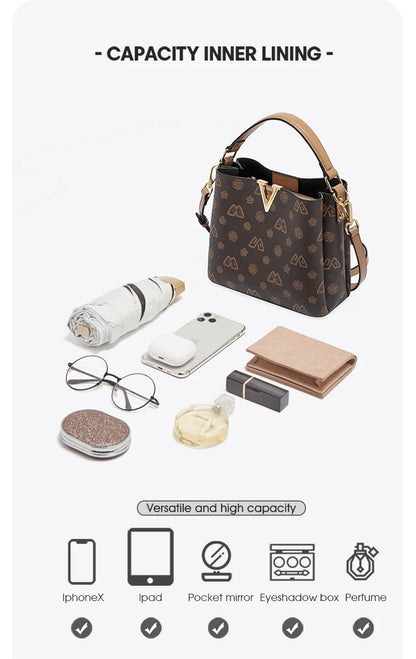 Damen Handtasche im Retro-Stil mit kleinem Bucket Bag