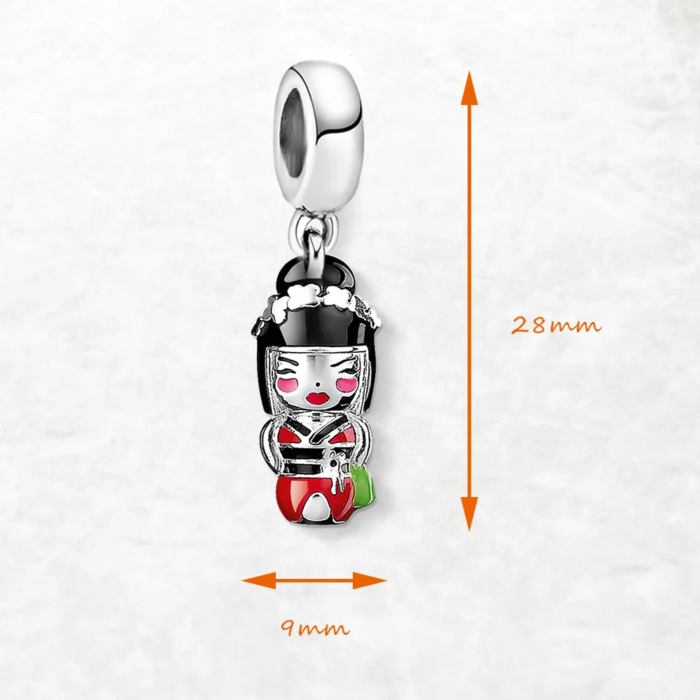 Kimono-Puppen-Charm-Anhänger aus Silber 925, ca. 28 mm Länge