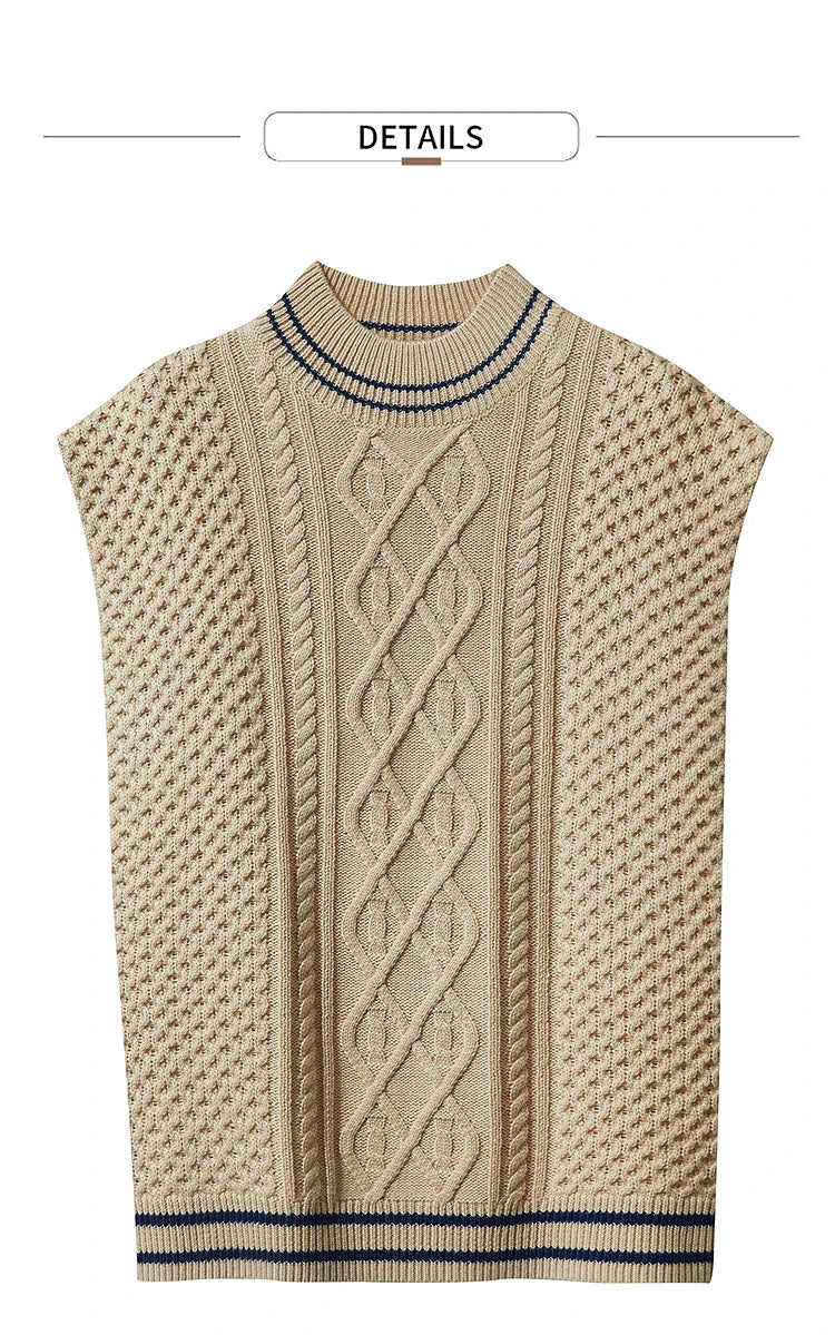 Damen-Halbrollkragen-Pullover ärmellos Weste Wolle-Mix Herbst