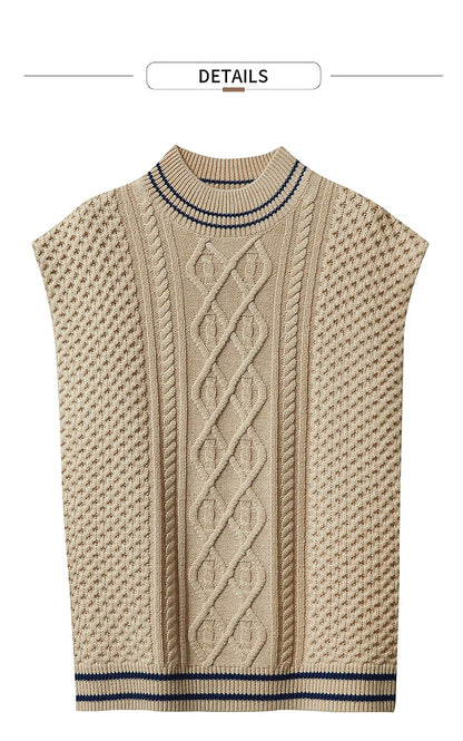 Damen-Halbrollkragen-Pullover ärmellos Weste Wolle-Mix Herbst