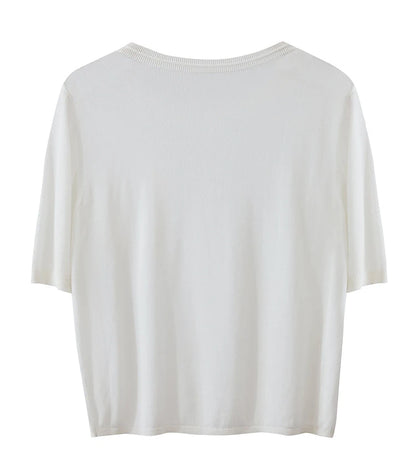 Damen-Rundhalspullover 100 % Lyocell einfarbig locker Kurzarm Sommer