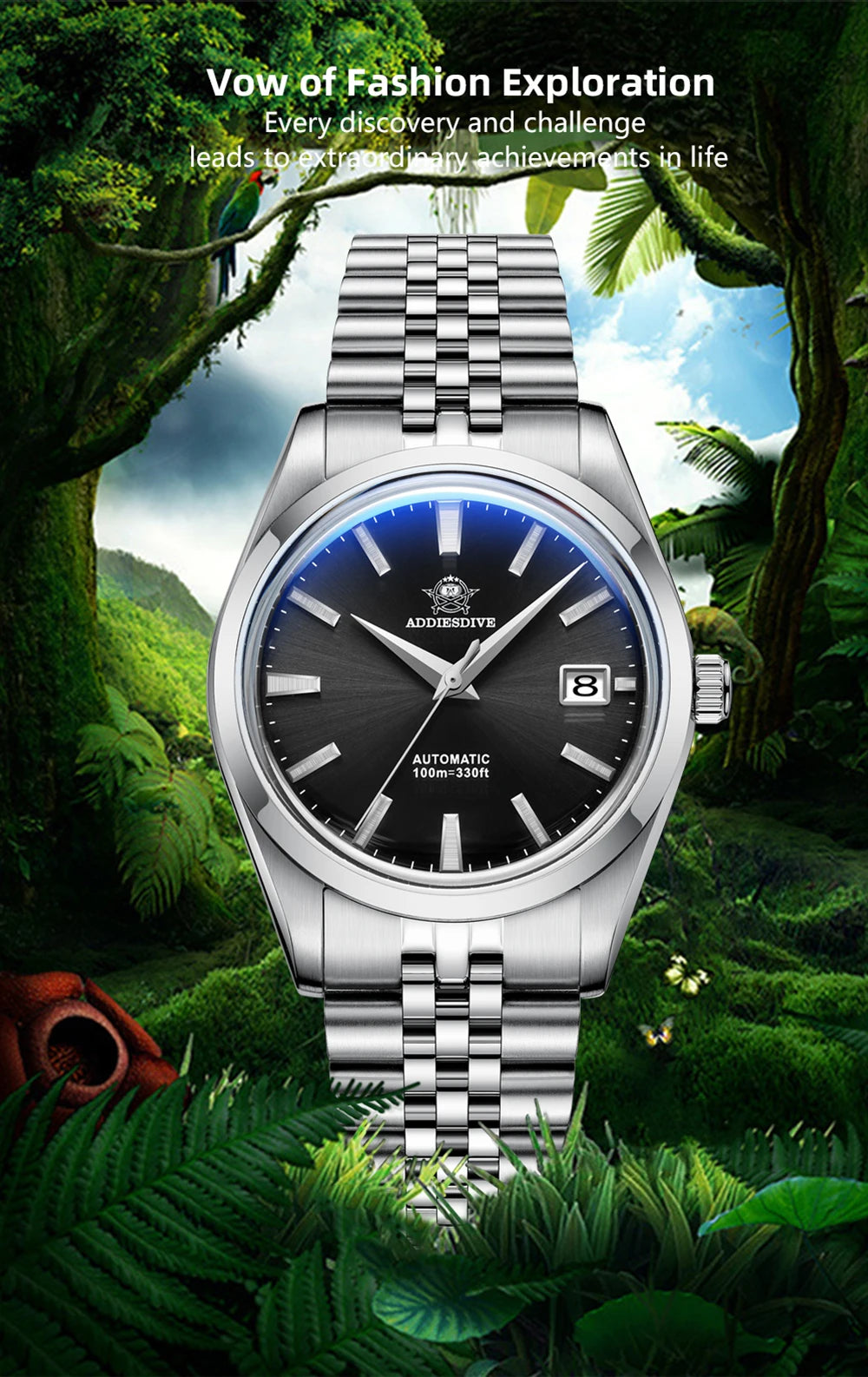 Herren-Vintage-Automatikuhr mit Sunburst-Zifferblatt und NH35A