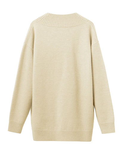 Damen-Strickpullover, Rückansicht, cremefarben, Rundhalsausschnitt, Langarm