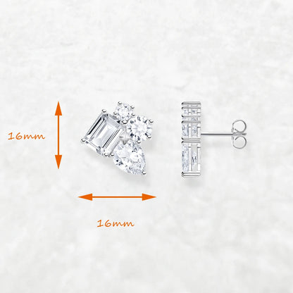 Damen-Ohrstecker geometrisch weisser Stein 925 Sterlingsilber