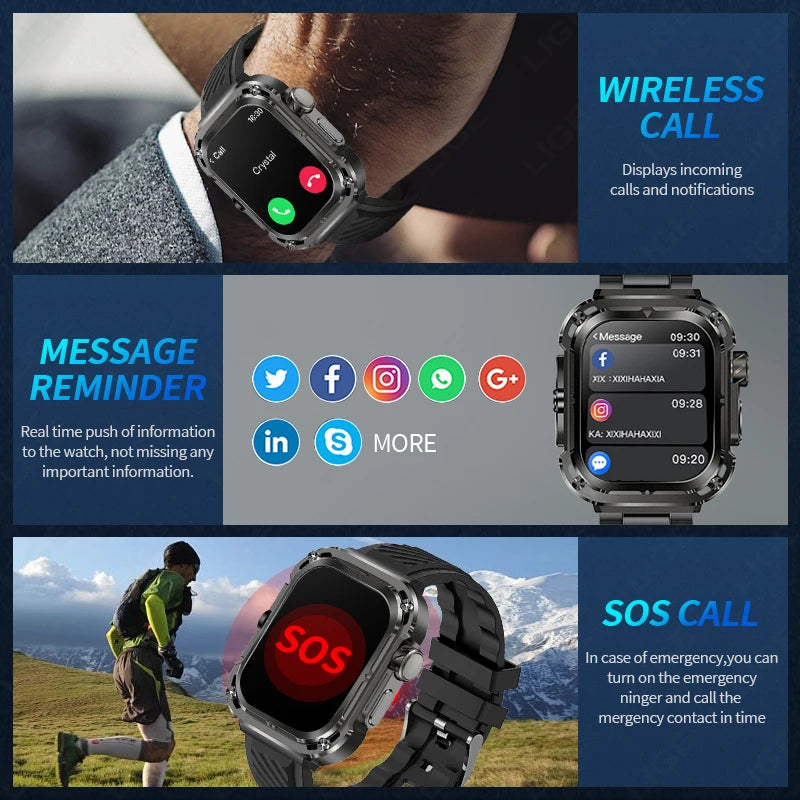 LIGE Neue GPS Smartwatch Männer 2,1'' HD Bildschirm NFC Kompass 460mAh Militär Outdoor Sport Smart Uhr IP68 wasserdichte BT Anruf Uhr