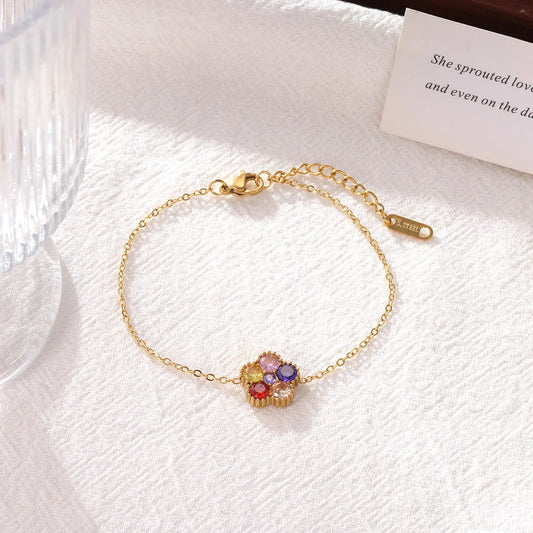 Damen-Armband mit bunten Zirkonia-Blüten