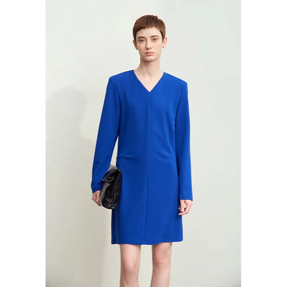 Elegantes Damen Langarm Kleid Mit Schulterpolster Für Das Büro