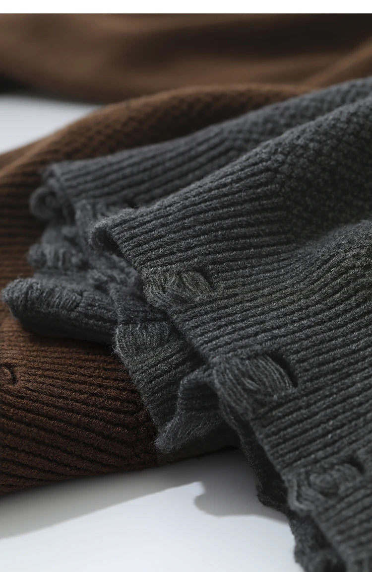 Damen-Rundhalspullover Jacquard Aushöhlung Perlenstickerei locker Winter