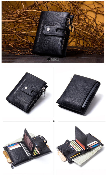 Damen Echtleder Geldbörse Bifold Vintage Kartenhalter Münzfach Geldclip