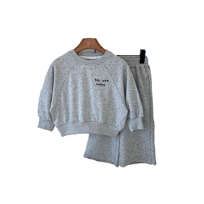Kinder Hoodie Set mit Punkten und breiten Hosen im koreanischen Stil
