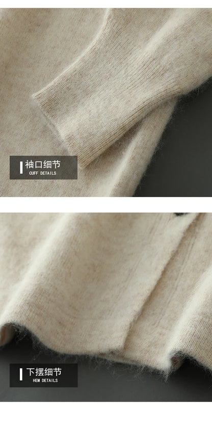 Maillard Polo-Kragen-Pullover für Herren, Herbst/Winter 2024, lässige Business-Männer, 100 % reiner Nerz-Kaschmir-Strickjacke, große Strickjacke
