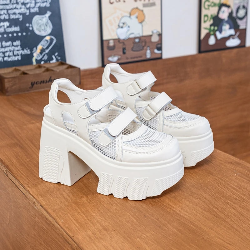 AIYUQI frauen Sandalen Aus Echtem Leder 2025 Neue 11 cm Ferse Hohe Mesh Frauen Sandalen Plattform High Heel Sandalen Frauen