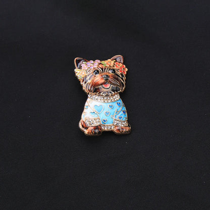 Brosche Tier Emaille Strass vergoldet Einhorn Katze Hund Fuchs gemischt