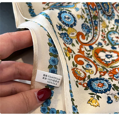 Damen Seidenschal quadratisch Luxus bedruckt Bandana Kopftuch Haarband