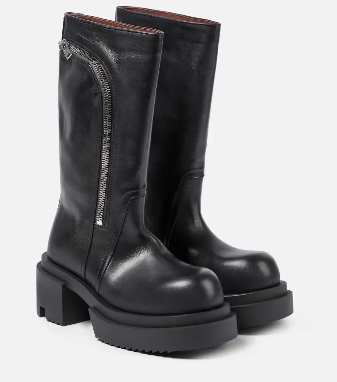 Schwarze Plateau-Ankle-Boots mit seitlichem Reißverschluss und hohem Blockabsatz