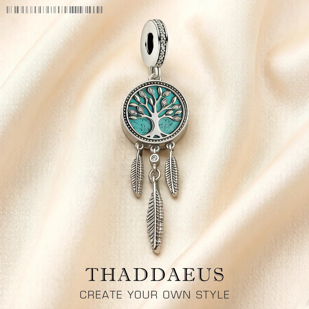Damen-Charm-Anhänger Traumfänger Baum handgemacht aus Sterlingsilber