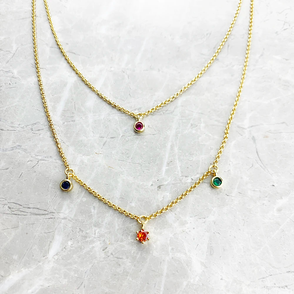 Damen-Halskette Doppelkette minimalistisch Böhmen aus Sterlingsilber