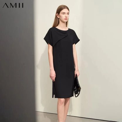 Elegantes Plissee-Kleid Für Damen Kurzarm Aus Chiffon