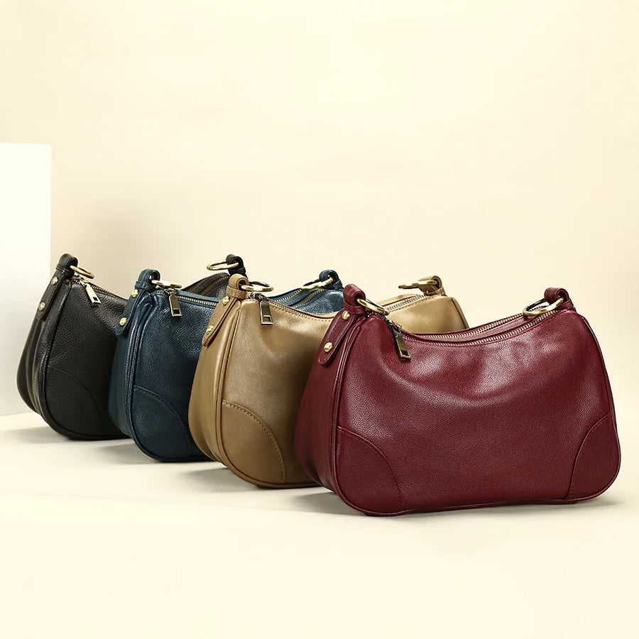 Damen-Schultertasche aus echtem Leder mit großem Fassungsvermögen und viel Stauraum