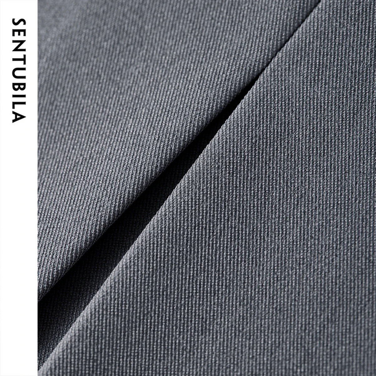 Damen Rock in Grau mit hohen Taille und Falten im Büro-Stil