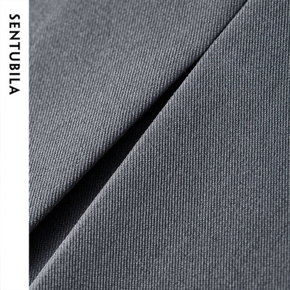 Damen Rock in Grau mit hohen Taille und Falten im Büro-Stil