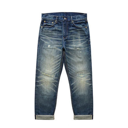 Herren Jeans im Vintage-Stil aus Denim mit Distressed Kanten