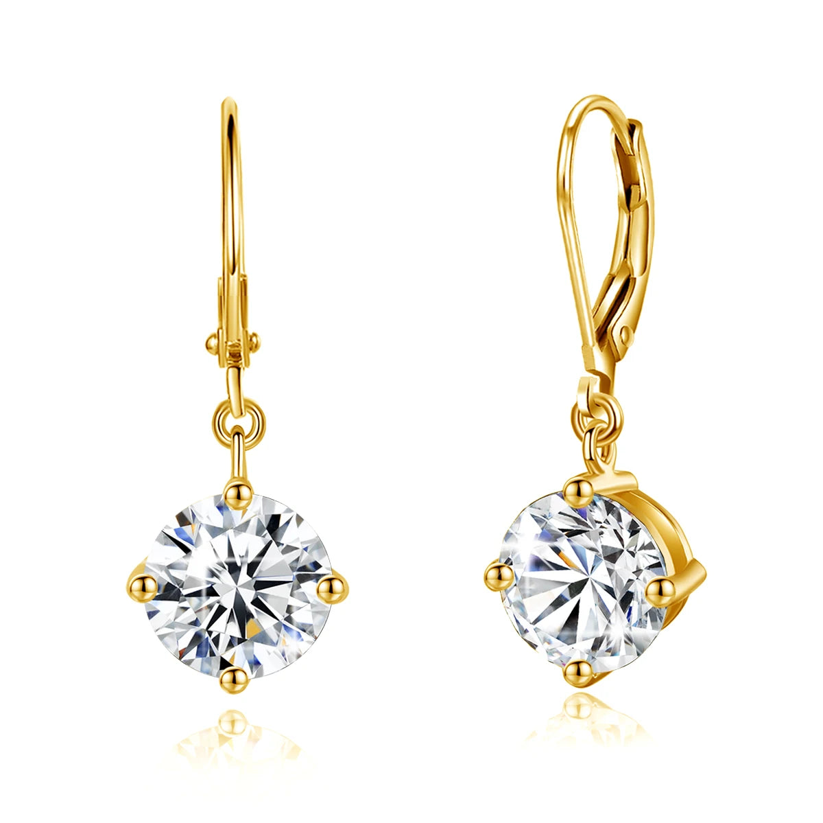 Damen-Moissanite-Tropfenohrringe aus Sterlingsilber mit Gelbgold-Beschichtung, 2,4 ct, Zertifikat