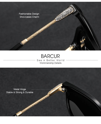 Damen-Sonnenbrille Cat Eye oval Farbverlauf Spiegel polarisiert