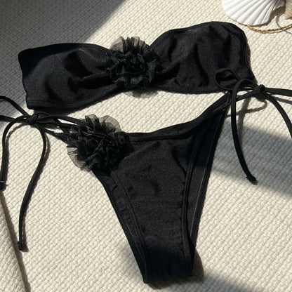 Sexy Bikini-Set mit Push-up-Effekt – Solides Design für Strand und Pool