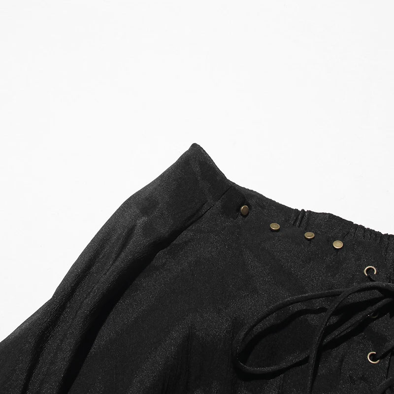 Elegantes Damen-Zweiteiler-Set mit langärmligem Oberteil und hohem Taillenbund – verziert mit Diamantdetails und Schlitzhose