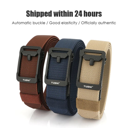 Herren-Gürtel Elastischer Nylon-Gürtel Mit Automatischer Metallschnalle Verstellbare Länge