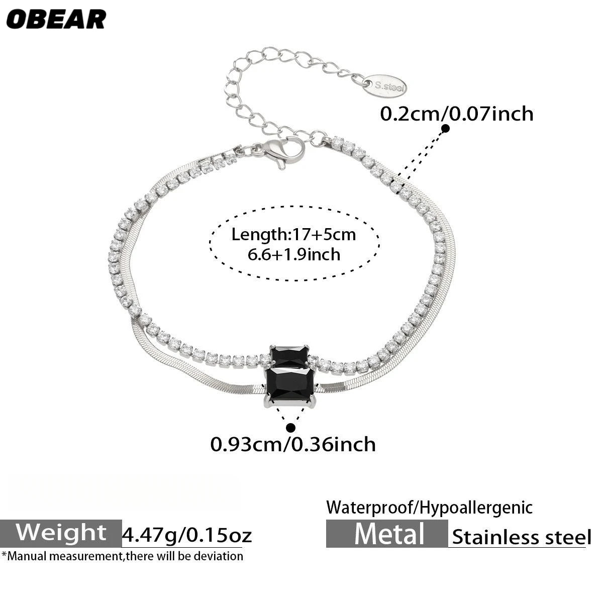 Damen-Armband Baguette-Zirkonia Doppelschicht