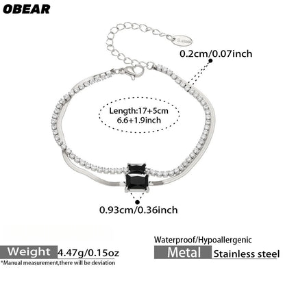 Damen-Armband Baguette-Zirkonia Doppelschicht