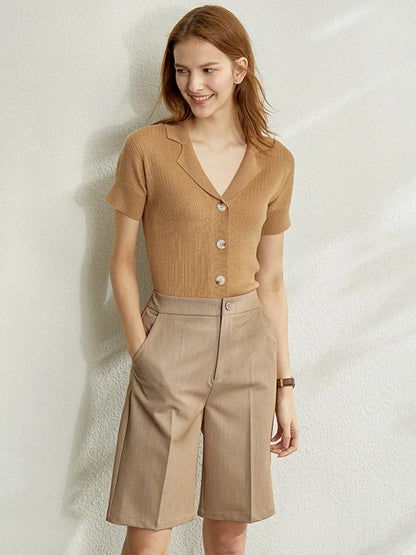 Damen Shorts im minimalistischen Stil mit hoher Taille und lässiger Passform