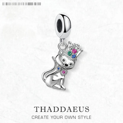 Damen-Charm-Anhänger Magic Cat mit Krone aus Sterlingsilber