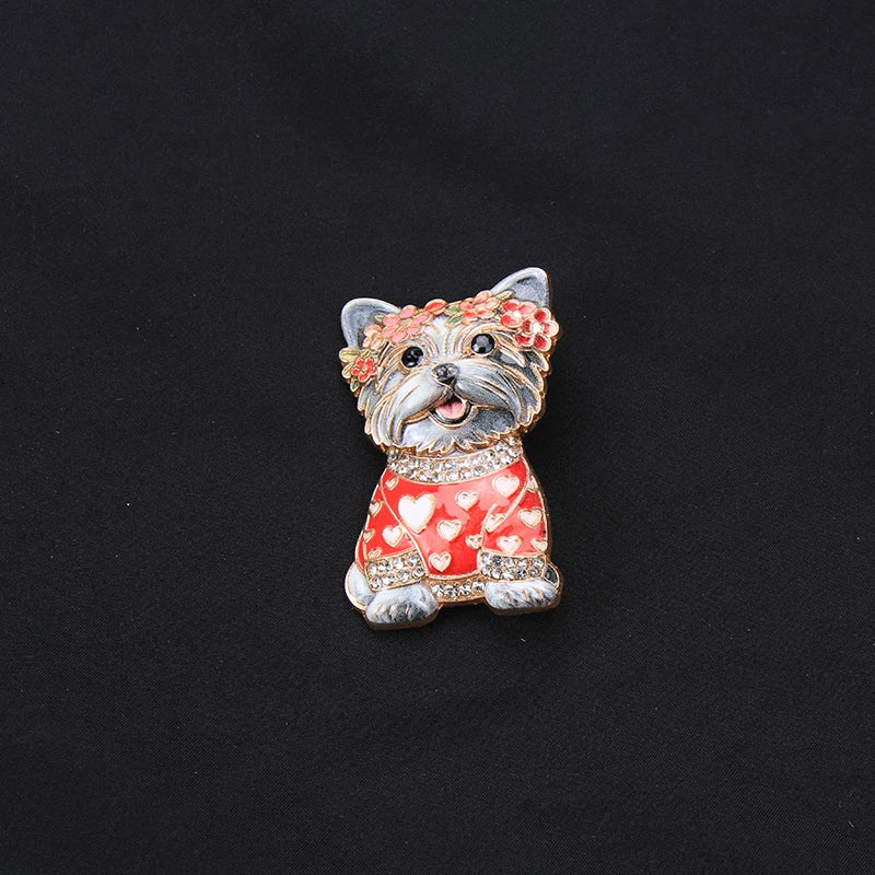 Brosche Tier Emaille Strass vergoldet Einhorn Katze Hund Fuchs gemischt