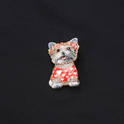 Brosche Tier Emaille Strass vergoldet Einhorn Katze Hund Fuchs gemischt