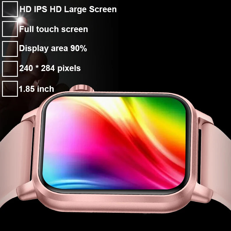 LIGE Neue Mit LED Taschenlampe Smart Uhr Frauen 1,85 "HD Display Herzfrequenz Sport IP68 Wasserdichte Bluetooth Anruf Männer smartwatch