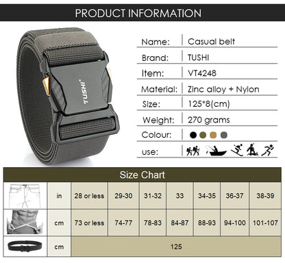 Herren-Gürtel Elastisch 50 mm Breite Mit Schnellverschluss für Outdoor und Freizeit Komfort