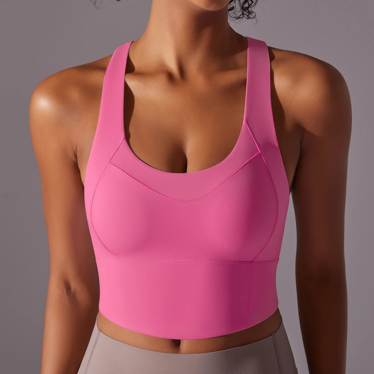 Sport-BH, Velvet Pink, Vorderansicht mit breiten Trägern