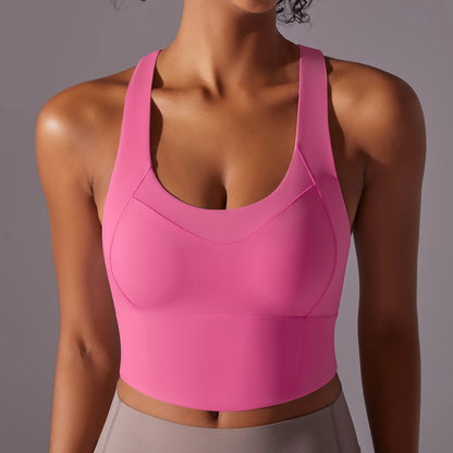 Sport-BH, Velvet Pink, Vorderansicht mit breiten Trägern