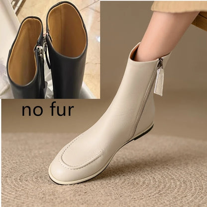 AIYUQI Women Ankle Boots 2025 New Genuine Leather Short Boots Women Flat Winter Fashion Women Knight Boots
