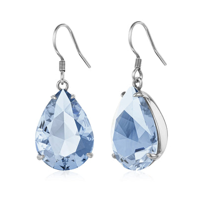 Damen-Ohrringe Tropfenform Aquamarin Blau Silber 925 Hochwertiger Luxus Schmuck Für Sie Geschenkidee