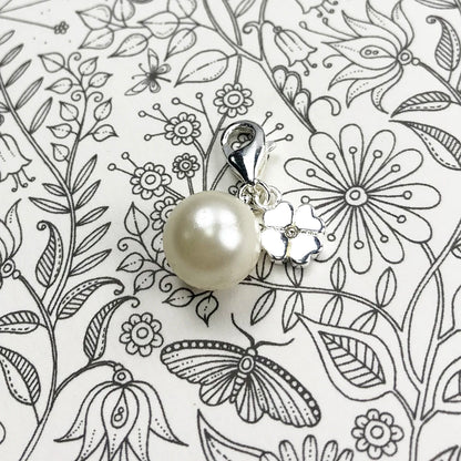 Damen-Charm-Anhänger Perle Kleeblatt Glück aus Sterlingsilber