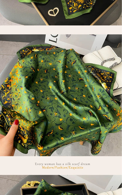 Damen Seidenschal quadratisch 68cm Halstuch Bandana Hijab Pashmina B