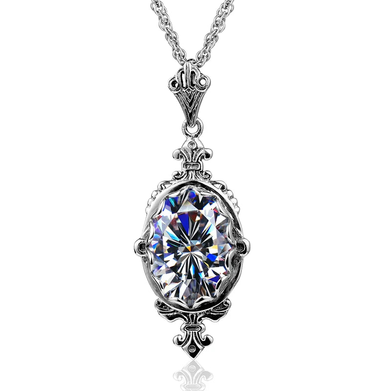 Damen-Halskette Mit Citrin-Anhänger Aus Sterling Silber 925 Ovaler Stein 10x14 mm 8 ct Victoria-Stil