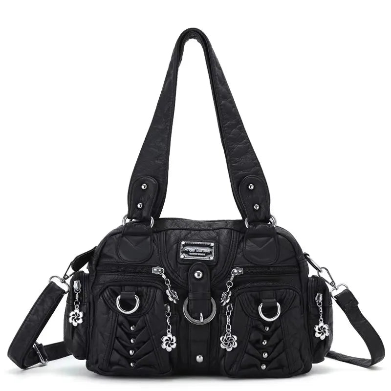 Damen-Satchel-Handtasche aus PU-Leder mit Reißverschluss und viel Stauraum für Alltag und Freizeit
